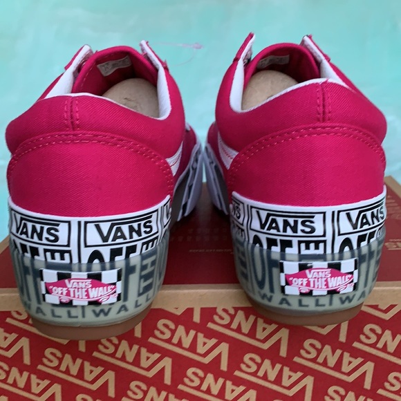 VANS OLD SKOOL STACKED LOGO STACK CABARET/TRWHT WM - Picture 10 of 13